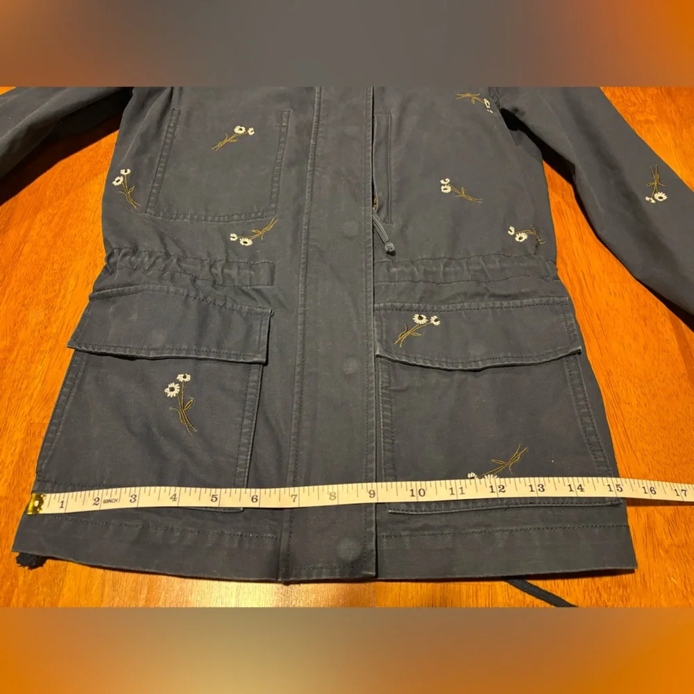 Madewell XXS Navy Embroidered Utility Jacket Cotton Floral Military Style - Picture 11 of 14